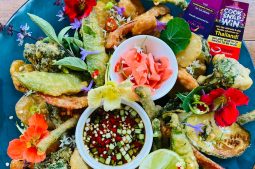 Veggie Tempura Tasting Plate with Spicy Dipping Sauce