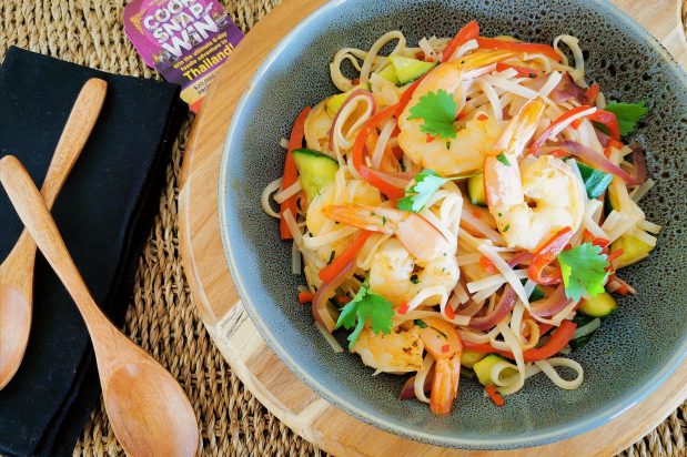 Banana Prawns & Rice Noodles with Tangy Lime & Oyster Sauce