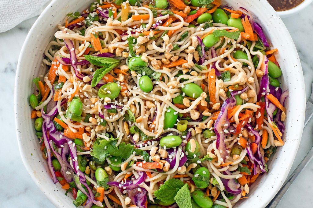 Cold Sesame Noodles with Edamame and Vegetables Asian Inspirations