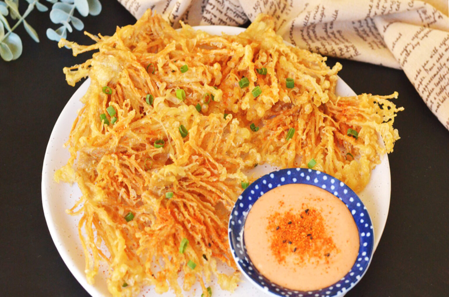 Crispy Enoki Mushrooms with Spicy Mayo Dip | Asian Inspirations