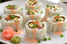 Vegan Spicy Carrot "Salmon" Sushi Roll
