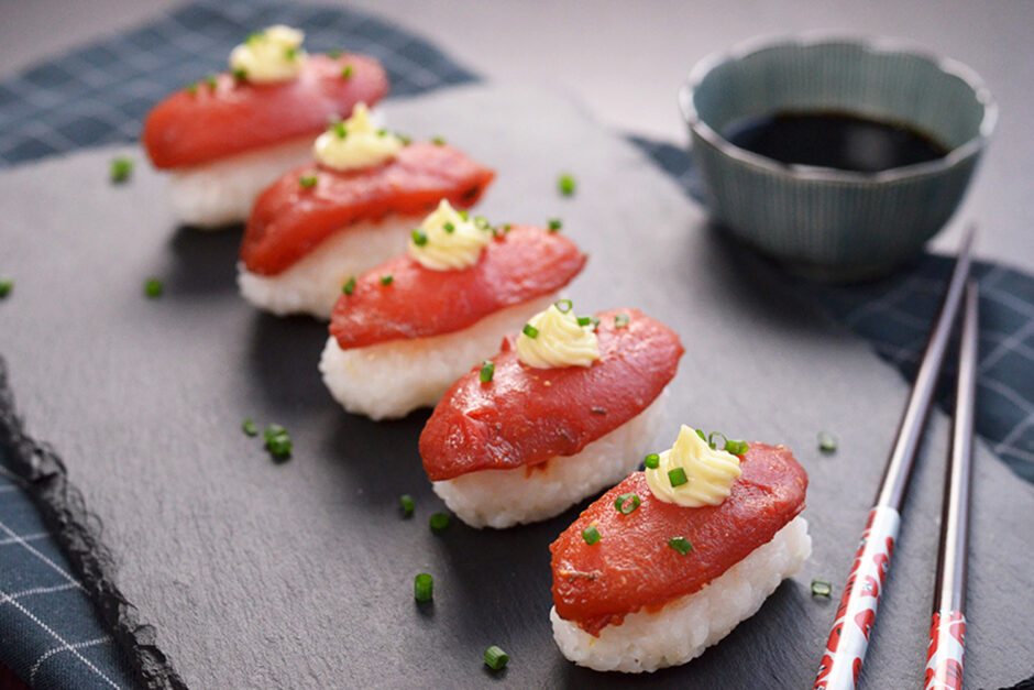 Vegan Tomato “Tuna” Nigiri Asian Inspirations