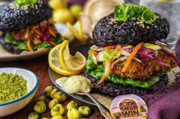 Black Rice Sushi Burger with Cabbage Salad