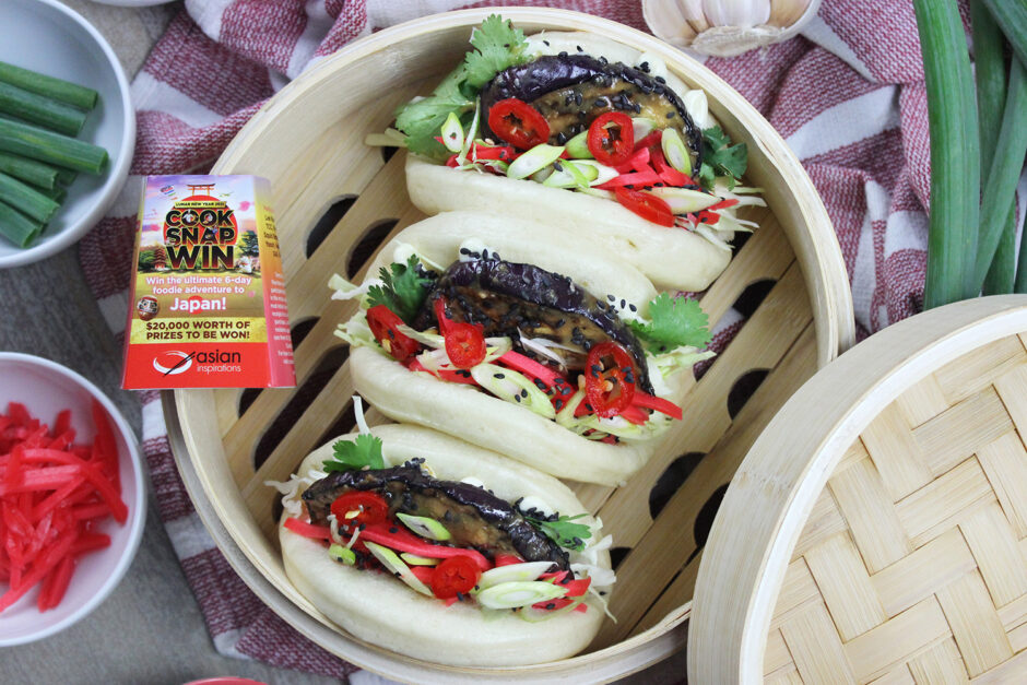 Nasu Dengaku Bao (Misoglazed Eggplant Bao) Asian Inspirations