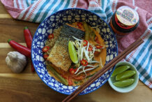 Thai Red Curry with Crispy Skin Salmon
