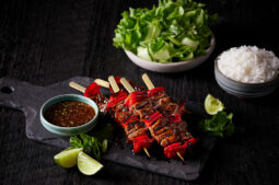 Honey-Soy Beef and Capsicum Skewers