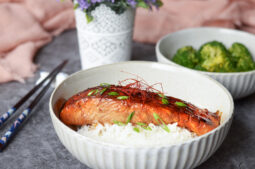 Mirin Glazed Salmon on Steamed Rice