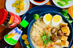 Special Goto (Filipino Beef Tripe and Rice Porridge) with Crispy Fried Pork & Tofu