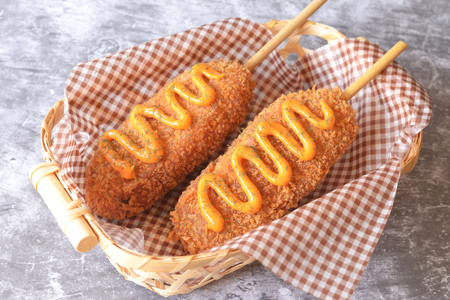 Korean Corn Dogs with Gochujang Mayo