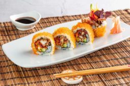 Inside Out Softshell Crab Sushi Roll