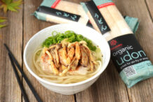 Udon Noodle Soup with Seared Mushrooms and Chicken