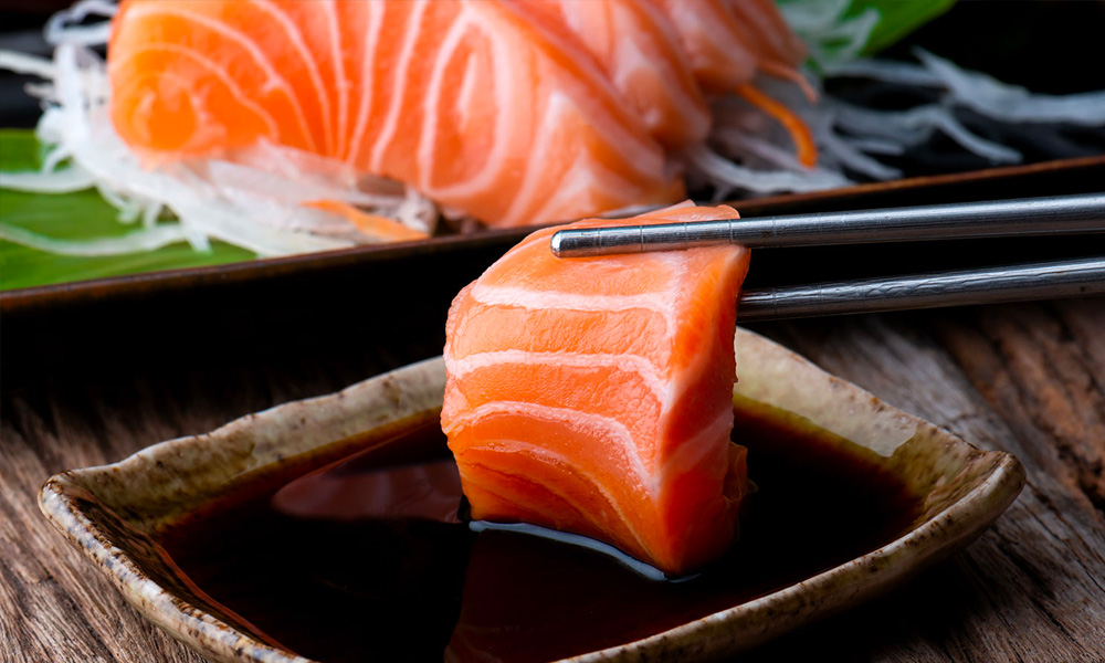 Japanese Soy Sauce Shoyu Dipping Salmon Sashimi