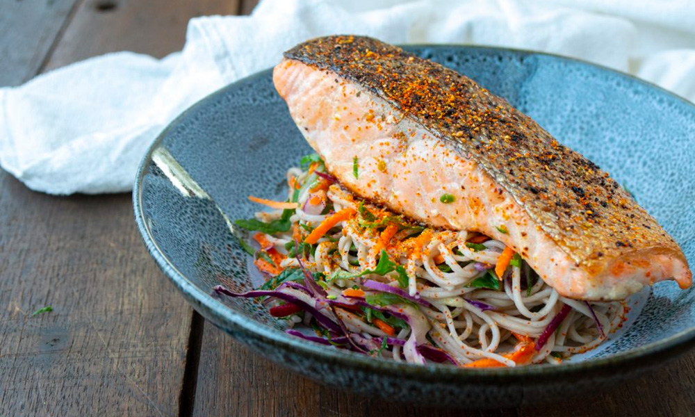 5 Ingredient Salmon Soba Noodle Salad