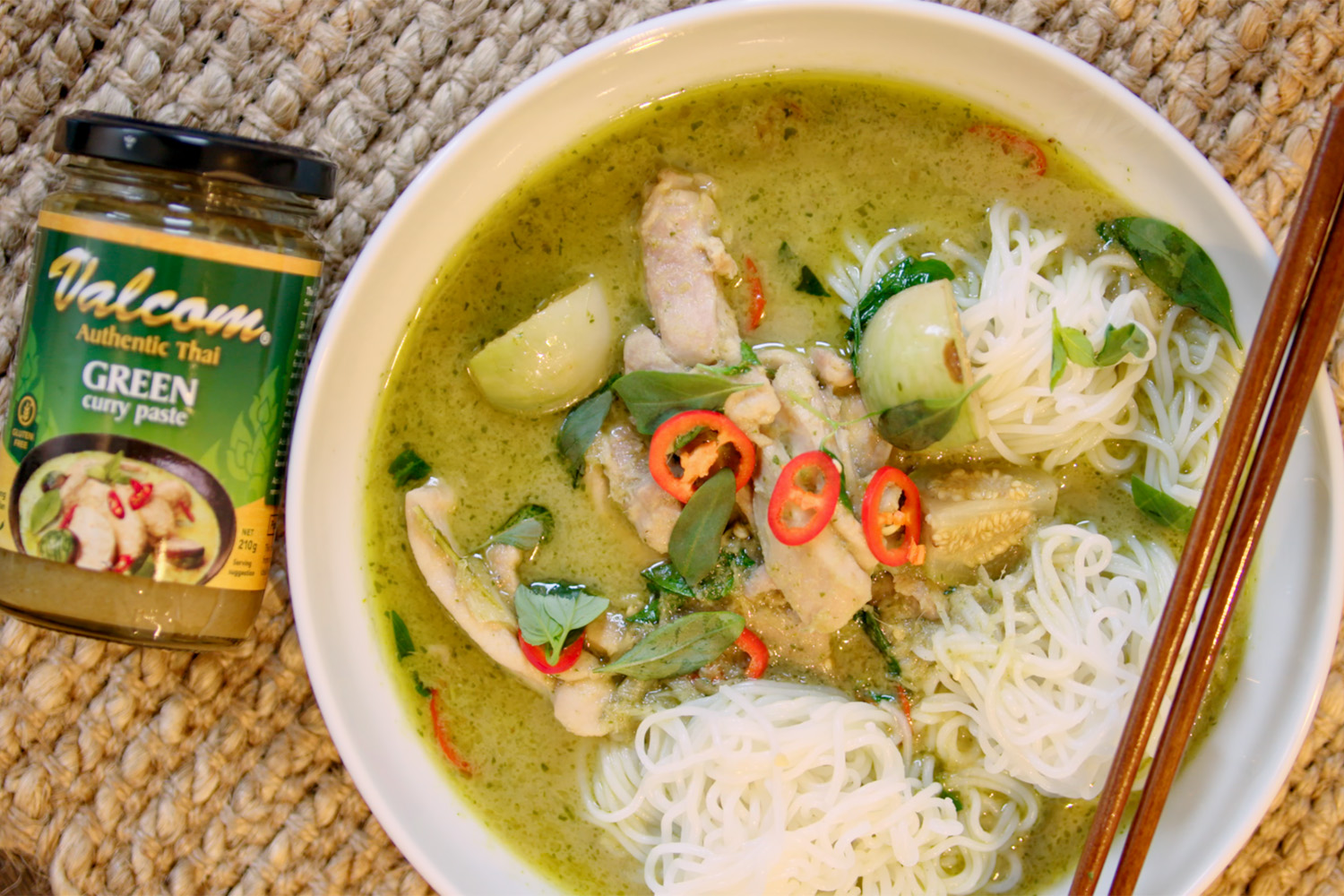 Green Curry Chicken with Rice Noodles | Asian Inspirations