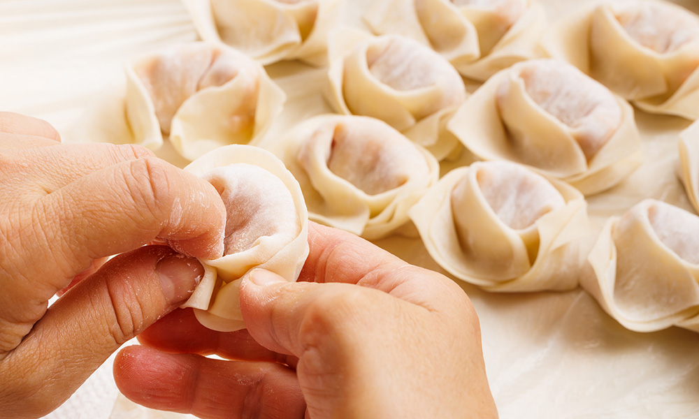 Folding Dumplings for Lunar New Year