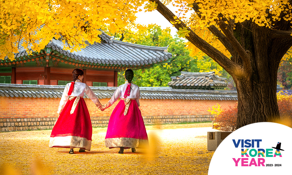 Two Girls Wearing Traditional Korean Hanbok
