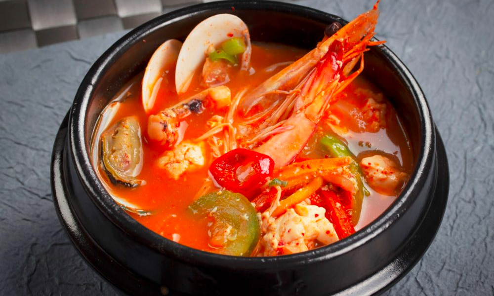 Korean seafood hot pot Sundubu Jigae