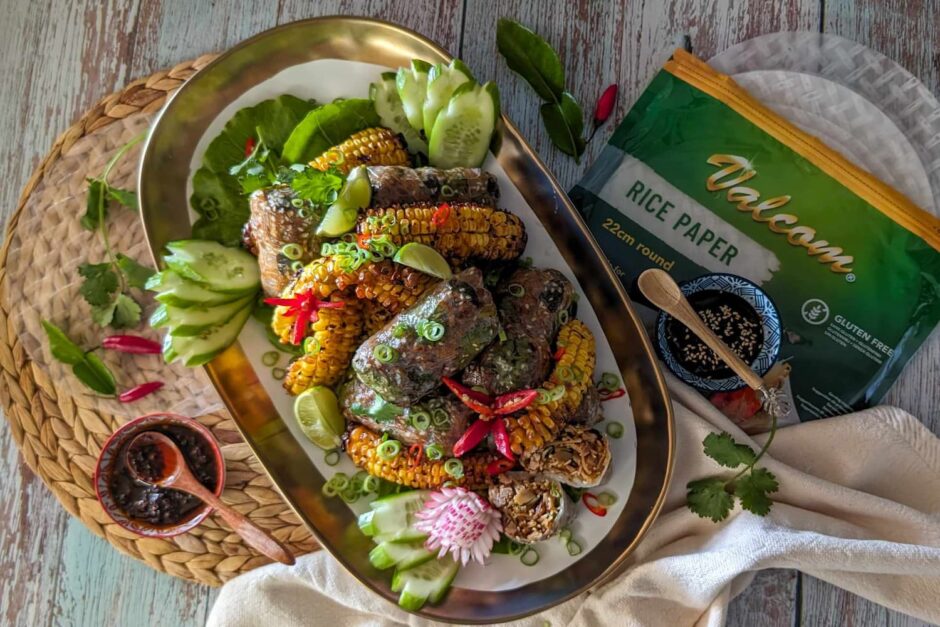 Crispy Pork Rice PaperRolls with Spicy Corn Ribs | Asian Inspirations