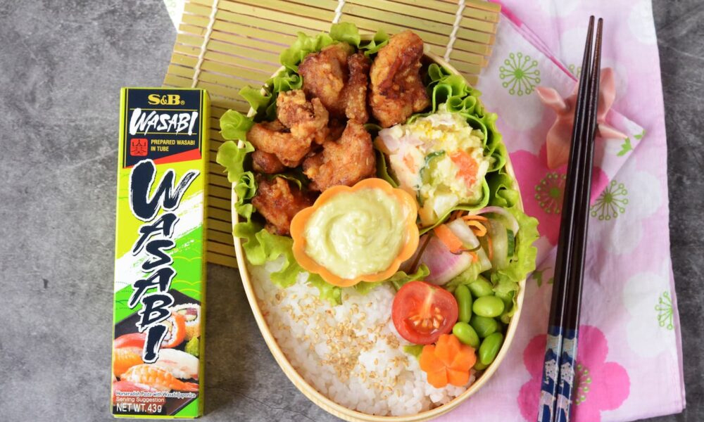 Karaage Chicken with Wasabi Mayo and Potato Salad Bento Box