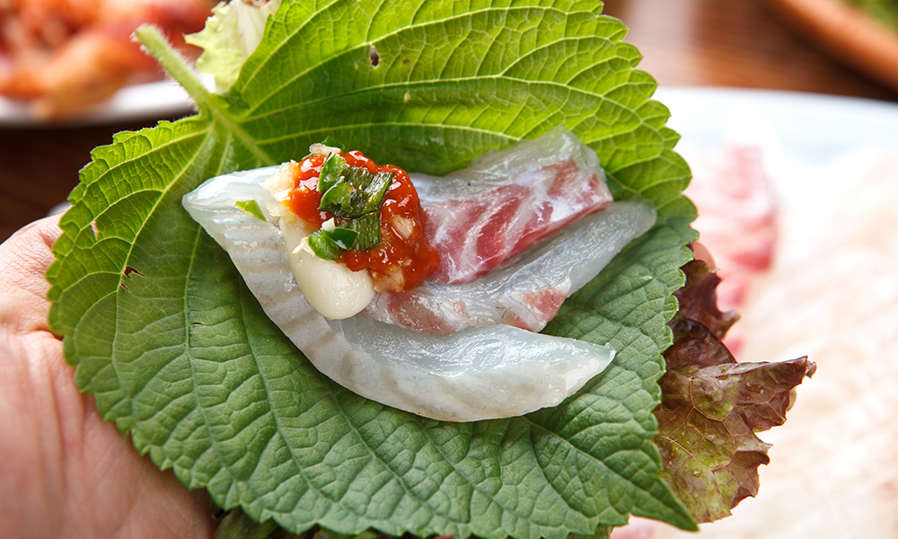 sliced raw fish