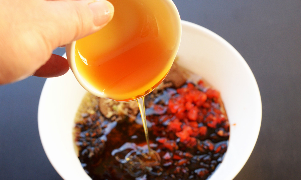 Sauce glaze being mixed