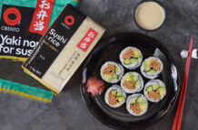 Inari and Veggie Sushi Rolls with Miso Mayo