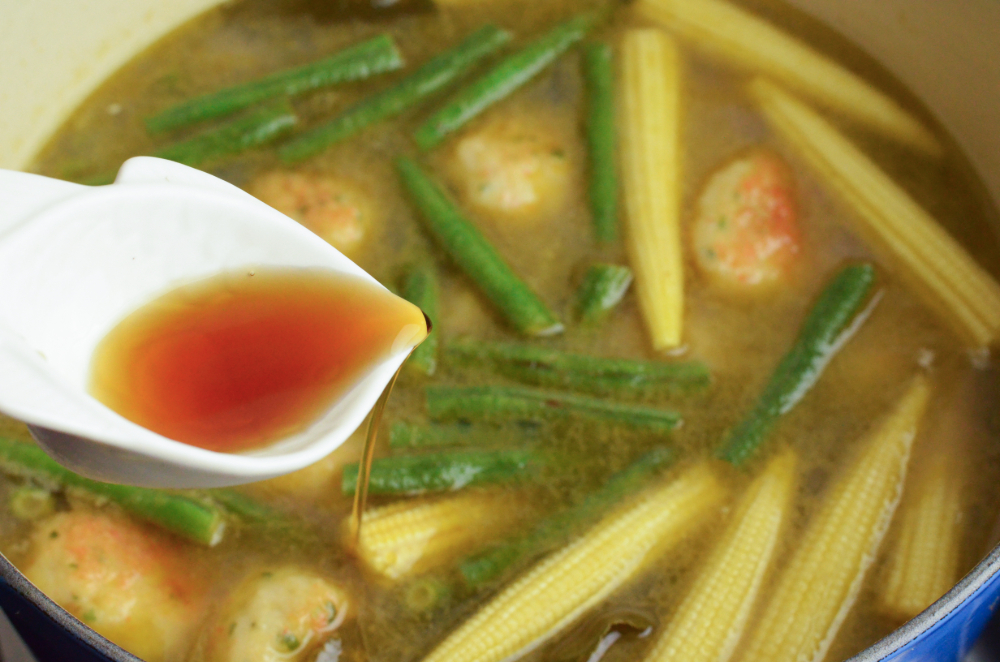 Thai Green Curry Noodles with Shrimp Balls