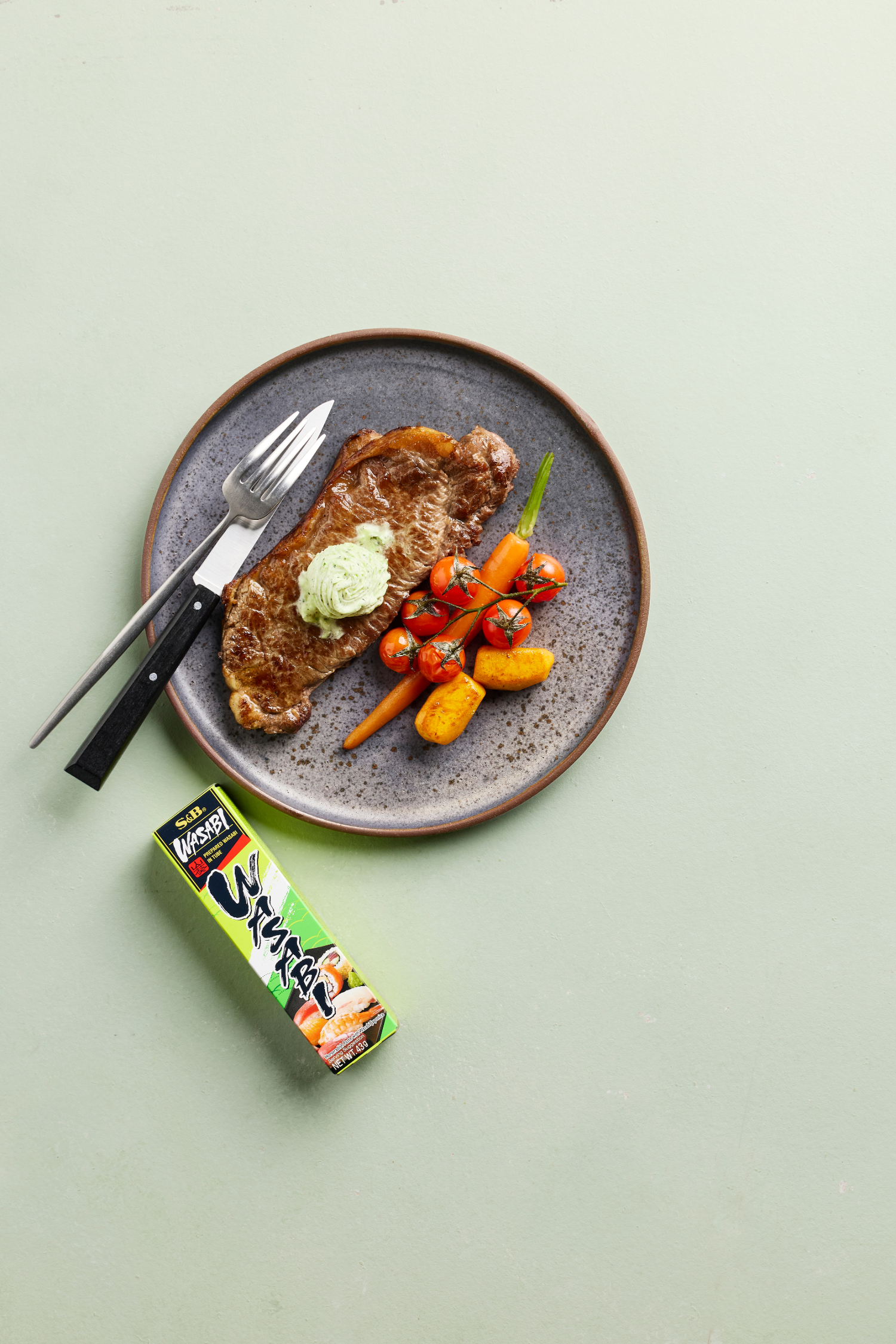 Porterhouse Steak with Wasabi Herb Butter